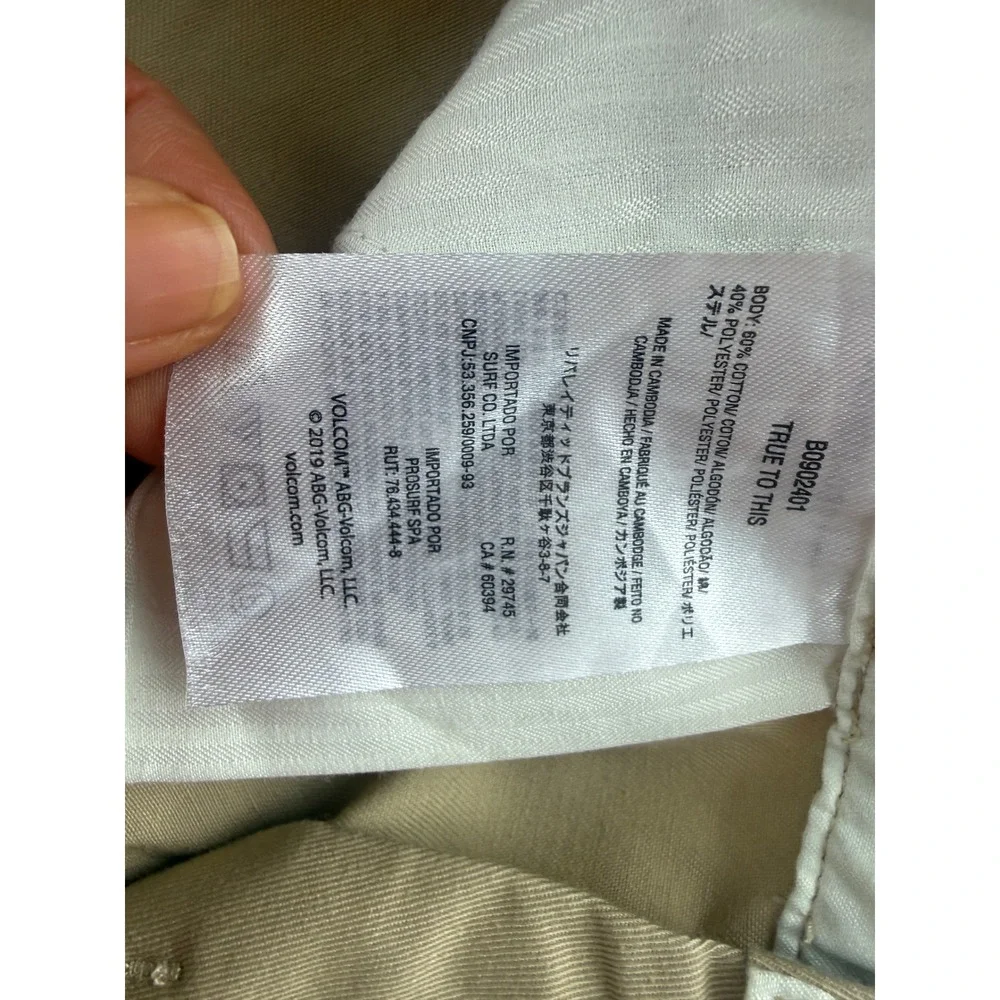 Volcom So Chickie Short Khaki Tan Chino Twill Skater Shorts Women Size 27 NEW - Picture 5 of 8
